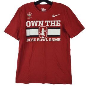 STANFORD CARDINAL Shirt Mens Medium Red NIKE WE OWN THE ROSE BOWL Spell Out NCAA